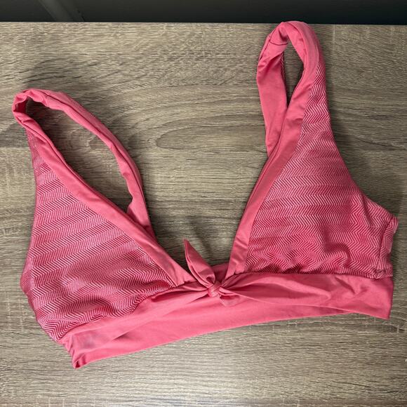 BECCA Canyon Mesa Tie Front Pink Bikini Top Womens Medium - Picture 1 of 4